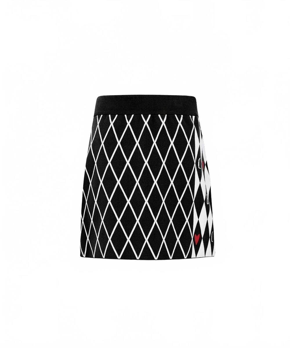 NEW CASTELBAJAC women's heart-embroidered knit golf culottes skort in black